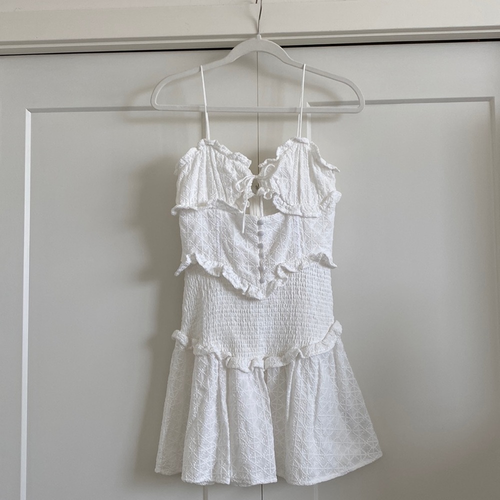 SABO SKIRT WOMENS White Ruffle Mini Dress